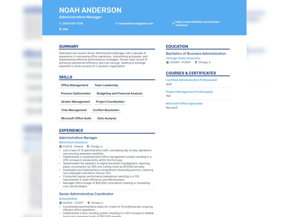 Entry Level Resume For 0 -2 years of work Experience